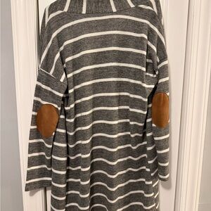 Chic Soul Gray and White Striped Cardigan